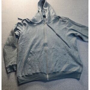 Soft Serve Cloud Cotton Unisex Hoodie 2XL Light Blue Fullzip Handmade Sweatshirt